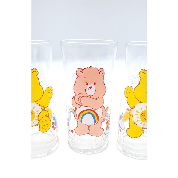 Vintage Care Bears Pizza Hut Drinking Glasses Set of 3 1983 Limited Edition - Picture 4 of 9
